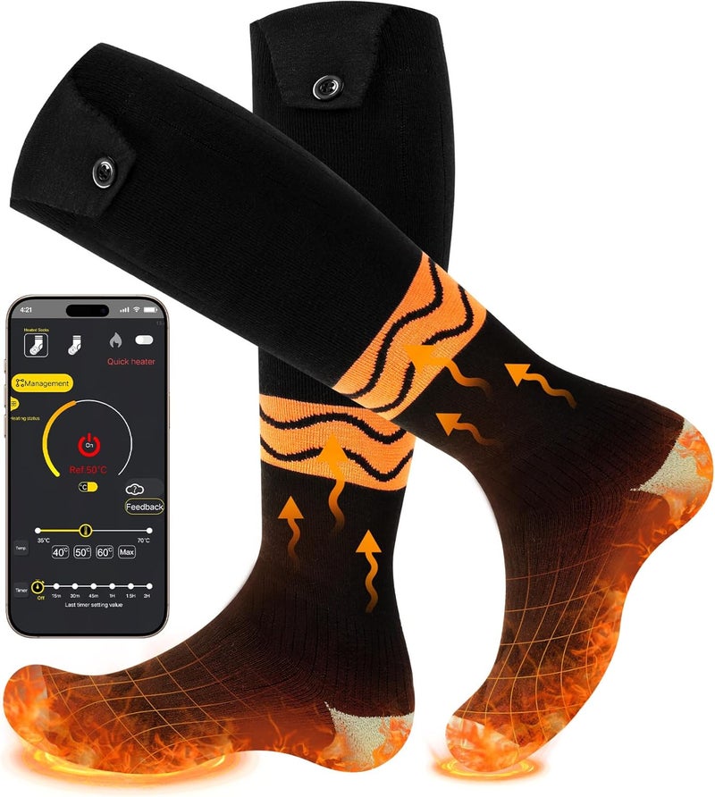 Heat Nice Heated Socks for Men Women, with APP Control, Washable Winter Foot Warmer Socks 6000 mAh Rechargeable Electric Socks, for Outdoor Camping, Hunting, Skiing, Hiking, Fishing, Cycling, Work - Image 1